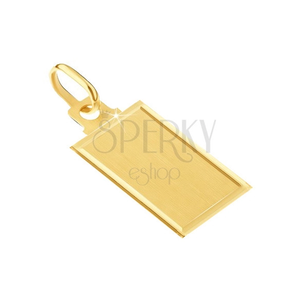 Pendant made of 14K gold - matt plate with shiny straight notches