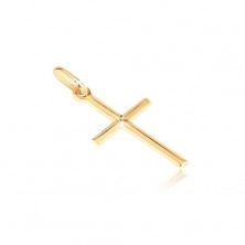 Gold pendant - small shiny cross with engraved X