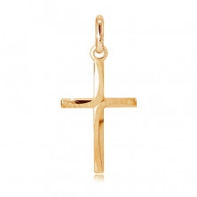 Pendant made of gold 14K - cross with flattened bars and matt curves