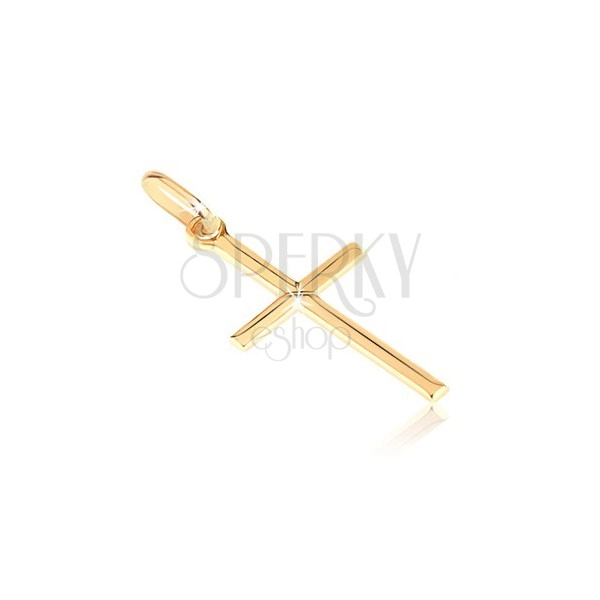 Pendant made of gold 14K - narrow cross with thin X in the middle