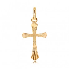 Pendant made of 14K gold - cross with radial widening bars