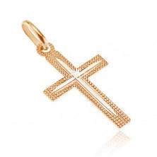 Cross made of 14K gold - indented surface with thin notch on bars