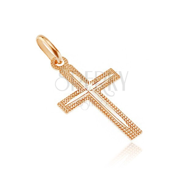 Cross made of 14K gold - indented surface with thin notch on bars
