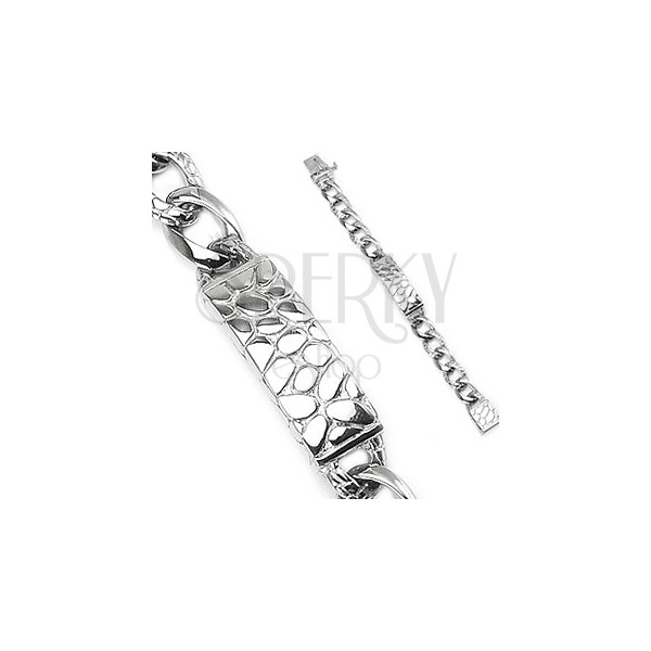 Surgical steel bracelet with snakeskin design