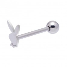 Steel tongue piercing - a bunny in silver colour
