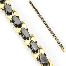 Steel bracelet with golden - black links