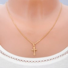Gold pendant - cross with bevelled arms and Christ