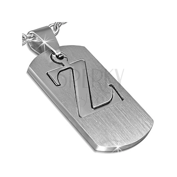 Pendant made of steel -  tag with letter "Z", two-piece