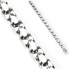 Steel bracelet with silver ovals