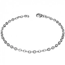Steel wrist chain, flat oval eyelets of silver colour