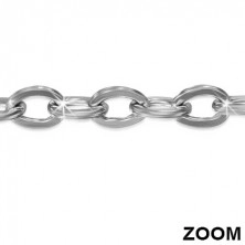 Steel wrist chain, flat oval eyelets of silver colour