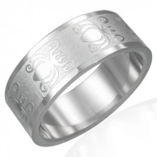 Ring made of 316L steel with shiny-matt surface - beetle motif, 8 mm