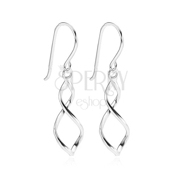 Earrings made of silver 925, two twisted spirals