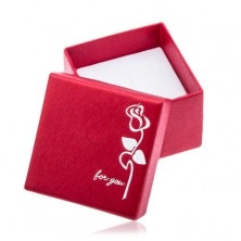 Shimmering red gift box, silver rose