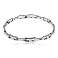 Silver bracelet made of tungsten - double stripes and letter "H"