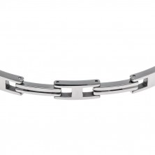 Silver bracelet made of tungsten - double stripes and letter "H"