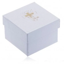 White jewellery gift box - golden cross and dove