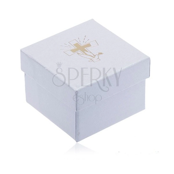 White jewellery gift box - golden cross and dove