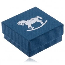 Blue jewellery gift box, silver rocking horse