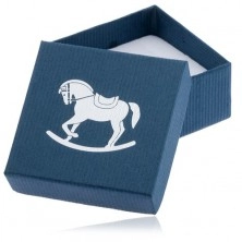 Blue jewellery gift box, silver rocking horse