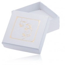 Glossy white earring gift box, gold motif of baptism