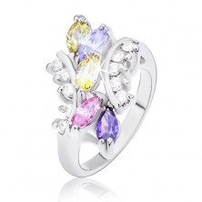 Ring with colourful zircon grains and rounded arms