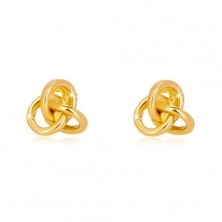 Gold earrings - mirror-polished knot made of three hoops