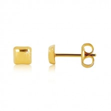 Gold sparkling earrings - shiny squares with slightly convex surface