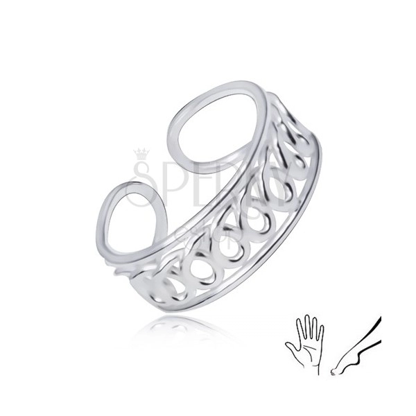 Toe or foot ring made of silver 925, spiral pattern
