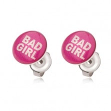 Steel earrings in pink, Bad Girl