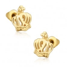 Stud earrings in gold colour, royal crown