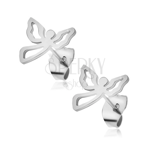 Earrings made of stainless steel, angel contour