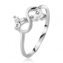 Ring made of silver 925, infinity symbol, clear ground stones