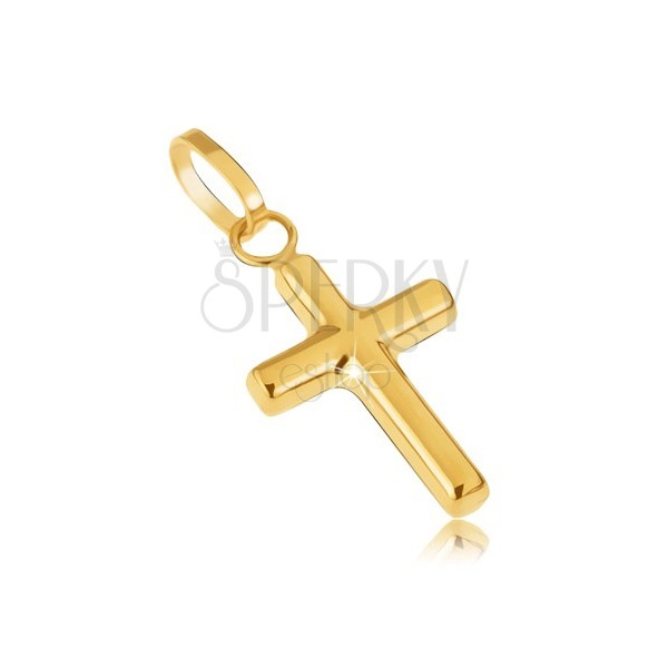 Gold pendant - tiny Latin cross, mirror shine