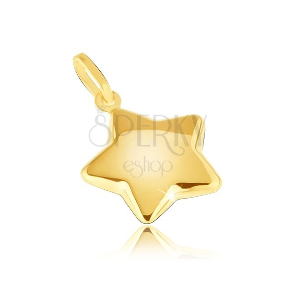 Pendant made of yellow 14K gold - rounded sparkling five-pointed star