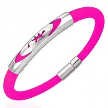 Caoutchouc bracelet - lizard in ellipse, pink