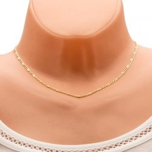 Chain made of yellow 14K gold - three eyelets, oval link with grid, 450 mm