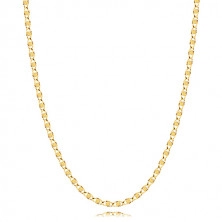 Chain made of yellow 14K gold - flat oblong links, radial grooves, 550 mm