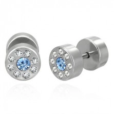 Fake plug - blue and clear zircons