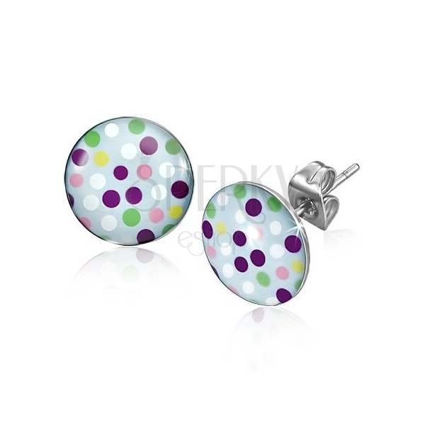 Earrings made of stainless steel, colourful dots