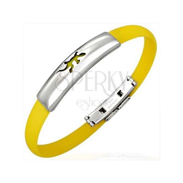 Yellow silicone bracelet - small lizard