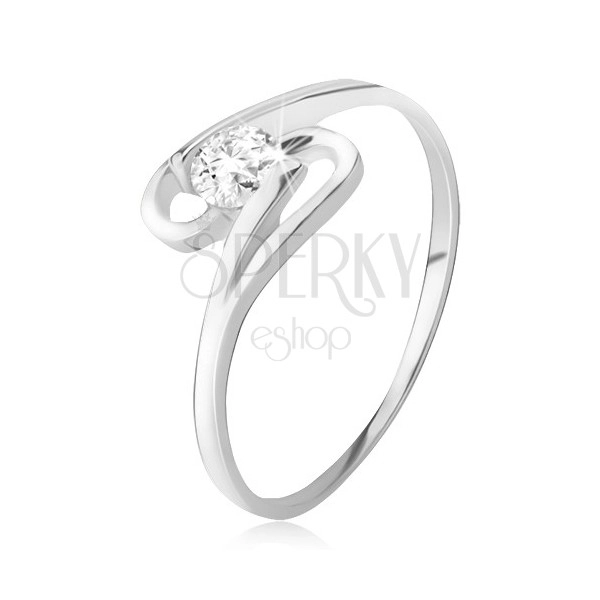 Ring made of silver 925, round zircon between two loops