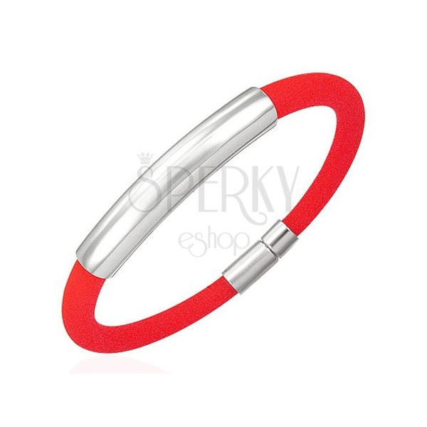Round silicone bracelet with smooth tag, red