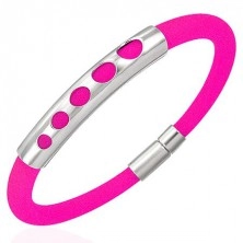 Rubber bracelet - five rising circles, neon pink