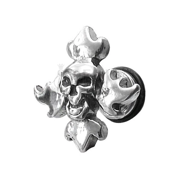 Fake piercing with skull and flames