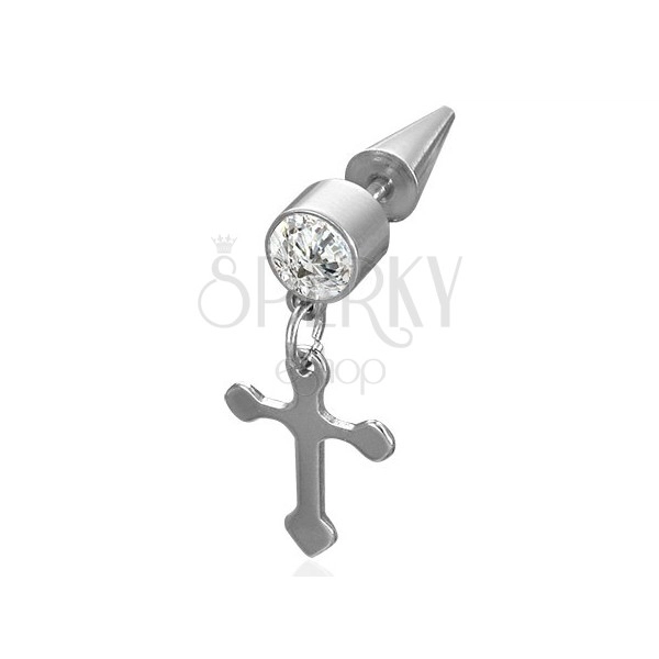 Fake expander with a cross pendant and clear zircon