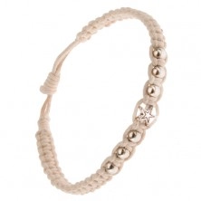 Beige bracelet made of braided strands, beads and star