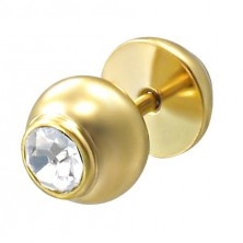 Fake piercing in gold colour with a rhinestone