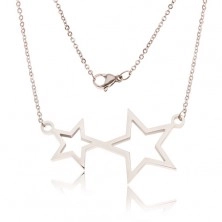 Steel necklace, chain and two star contours