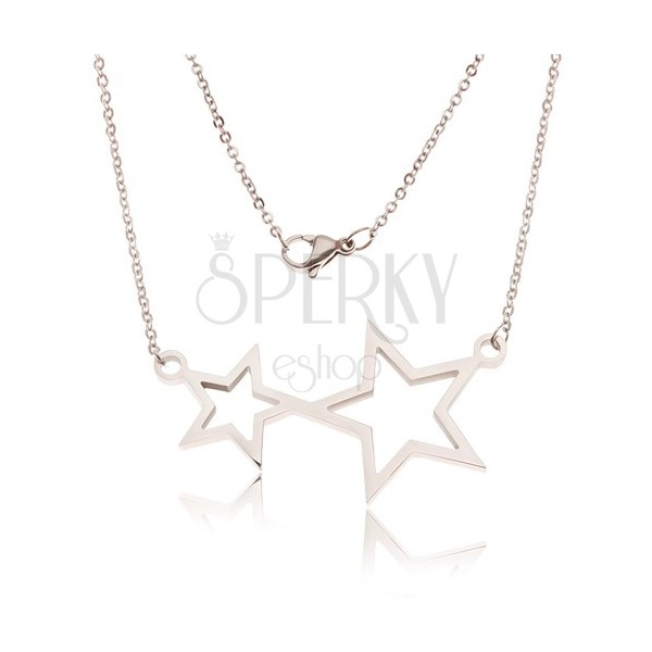 Steel necklace, chain and two star contours
